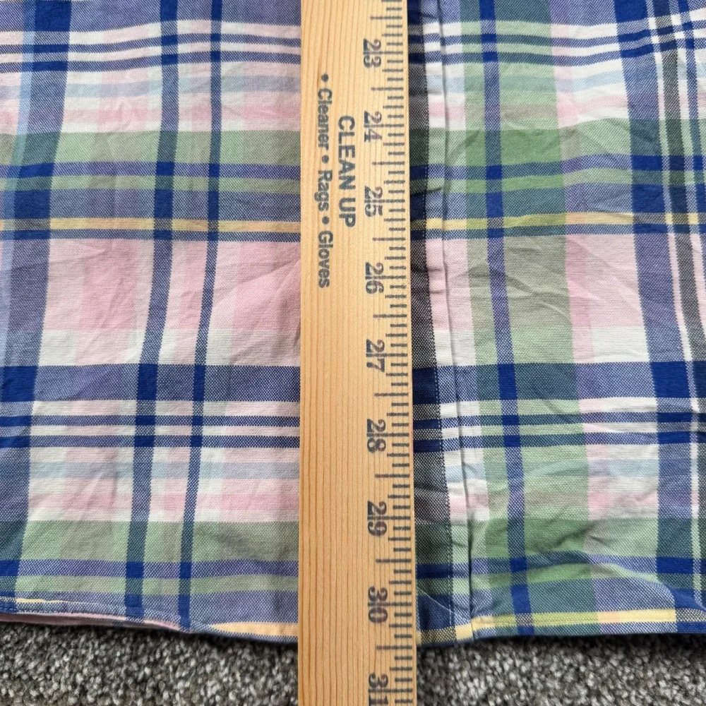 Polo Ralph Lauren Button Down Shirt 2XB Pink Blue Plaid Short Sleeve Nude Pony